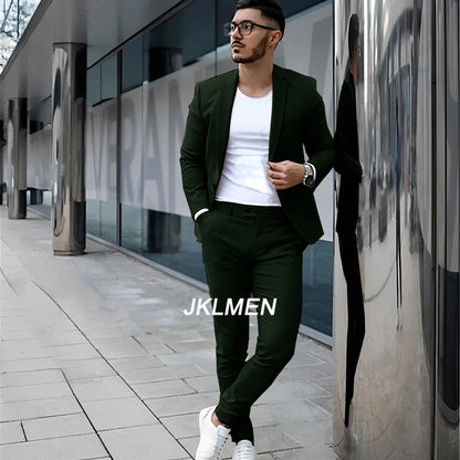 Gray Men’s 2 Piece Suit - Summer Casual Blazer & Pants Set for Wedding, Formal Events and Groom Style XS-5XL