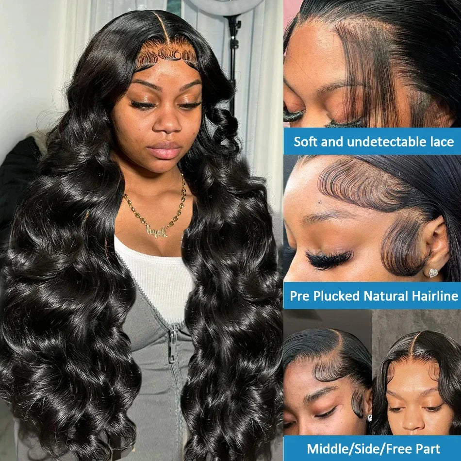 200 Density 30-40 Inch 13x6 HD Lace Frontal Body Wave Wig – Remy Human Hair, 13x4 Lace Front Wig for Black Women