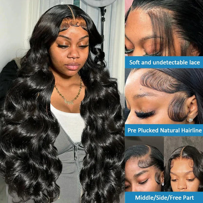 200 Density 30-40 Inch 13x6 HD Lace Frontal Body Wave Wig – Remy Human Hair, 13x4 Lace Front Wig for Black Women