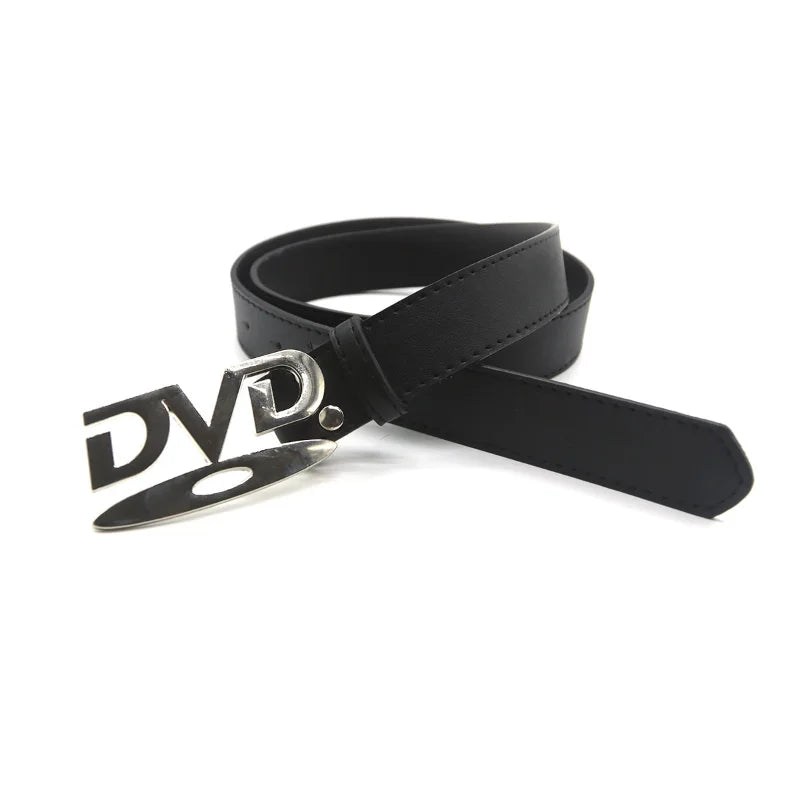 Unisex Vintage DVD Buckle Belt – Nostalgic Design Waist Strap for Jeans, Casual Fashion Belt for Men & Women