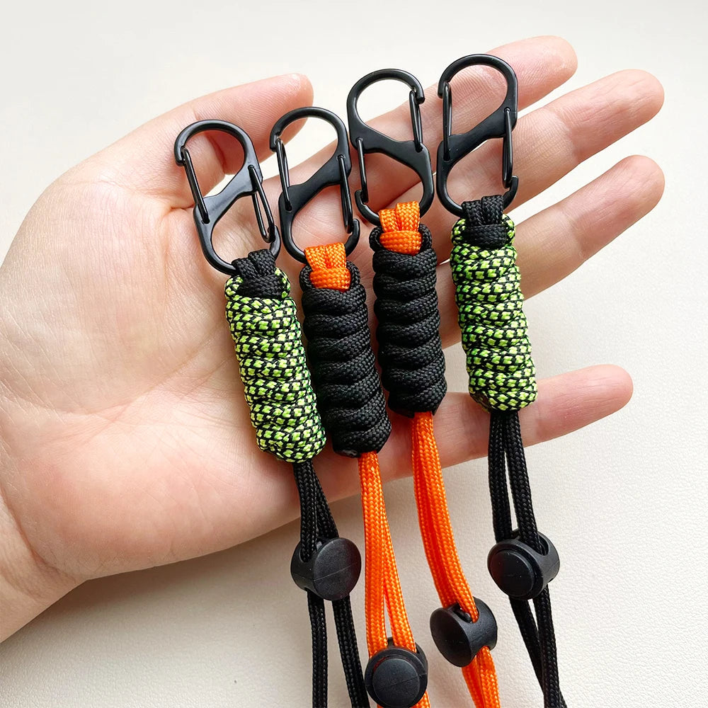 Woven Umbrella Rope Keychain - Outdoor Wrist Strap with Buckle for Car Keys & Gear