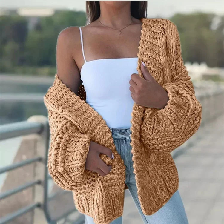 ALLUKASA Women’s Autumn Winter Cardigan – Plush Batwing Long Sleeve Loose Knit Sweater Outerwear Fashion Pullover