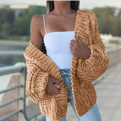 ALLUKASA Women’s Autumn Winter Cardigan – Plush Batwing Long Sleeve Loose Knit Sweater Outerwear Fashion Pullover