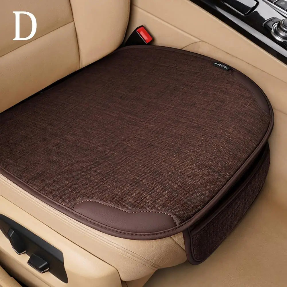 Universal Flax Car Seat Cover - Breathable Front Seat Anti-Scratch Protector Cushion