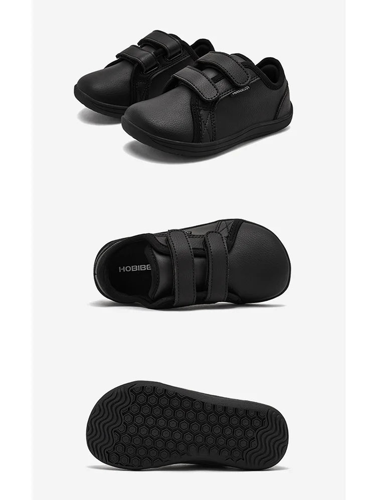 HOBIBEAR Kids Barefoot Shoes – Wide Toe Minimalist Sneakers for Boys & Girls, Lightweight, Hook Loop, Artificial Leather