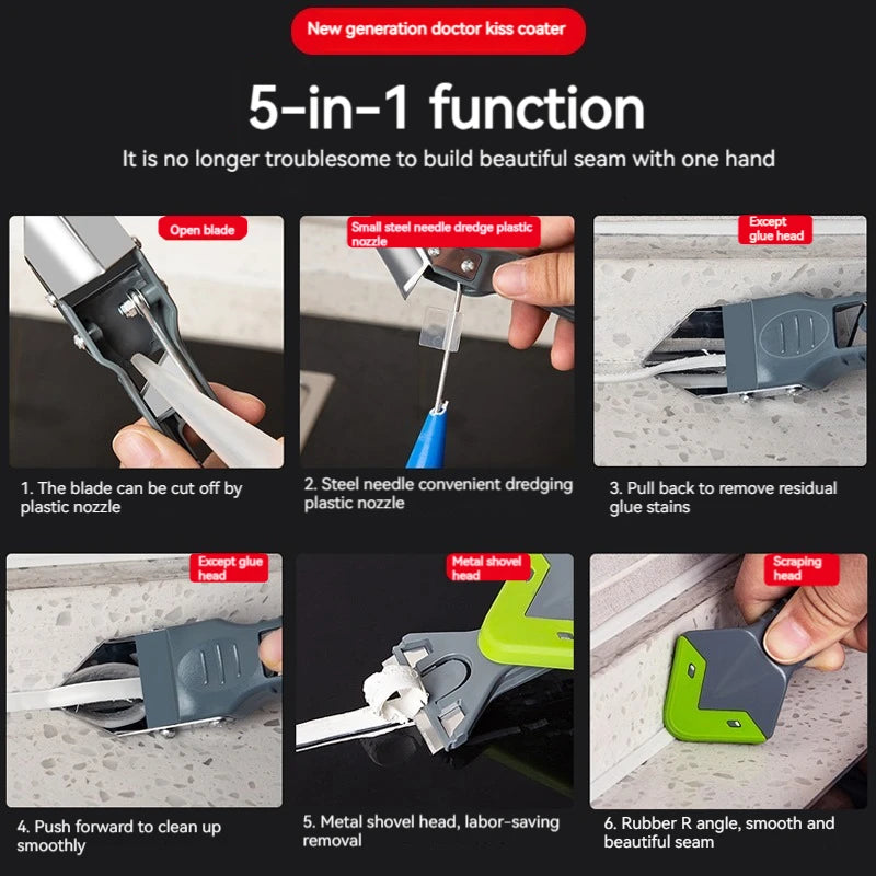 3/5-in-1 Silicone Scraper & Caulking Tool Set – Grout, Sealant, Floor Mould Removal Hand Tools
