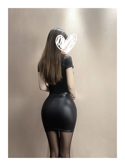 WOMENGAGA Leather Matte Slim Mini Skirt - High Waist, Sexy Fashion PU Skirt for Nightclub & Streetwear