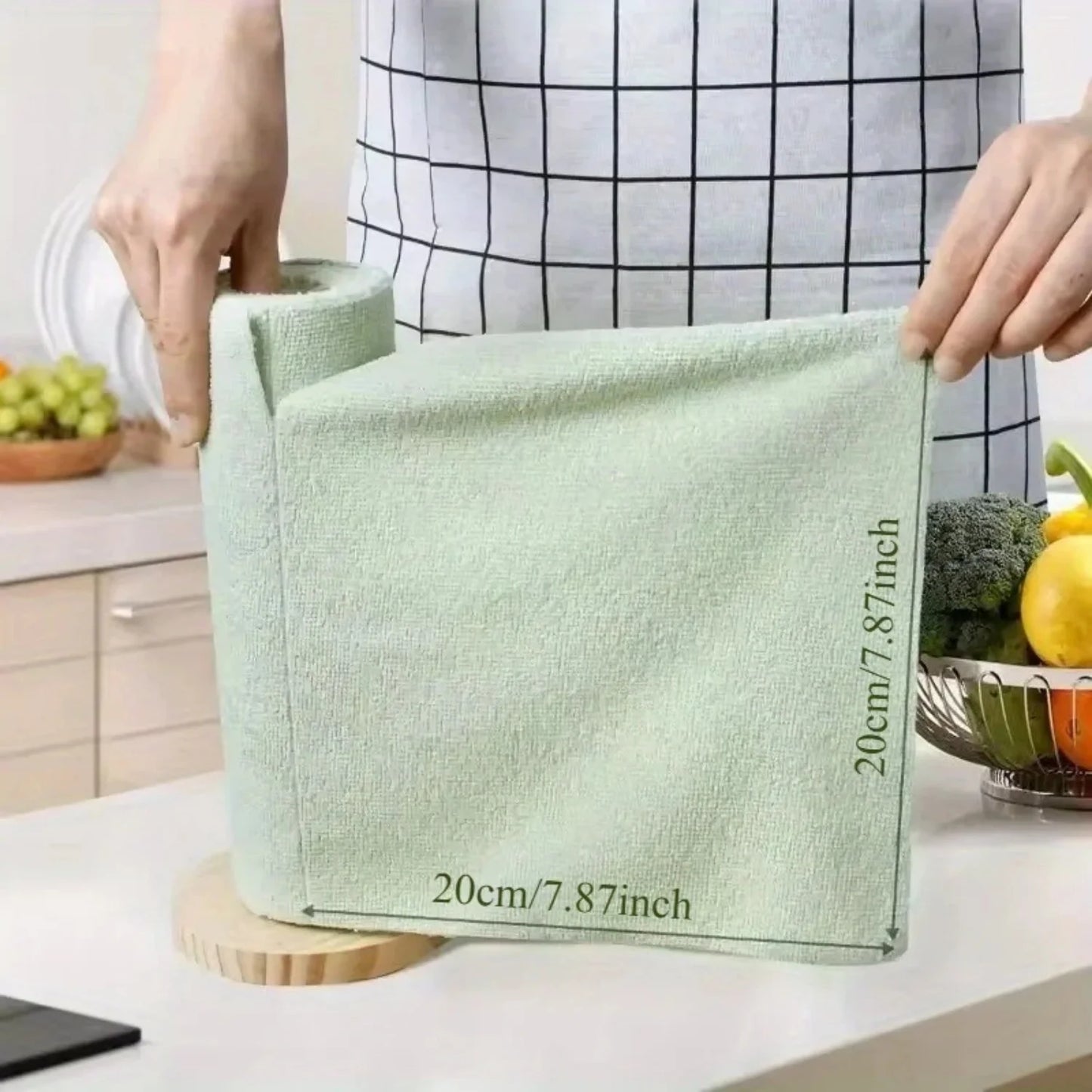 Microfiber Dish Cleaning Cloth - Reusable Double-Sided Kitchen Towels for Dishes, Utensils & Glassware, 50 Sheets/Roll