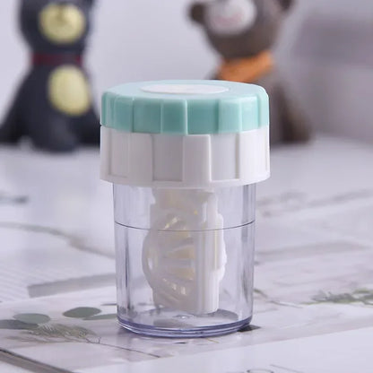 Manual Rotary Contact Lens Cleaner Case – Portable Lens Washing Tool & Storage Container Holder