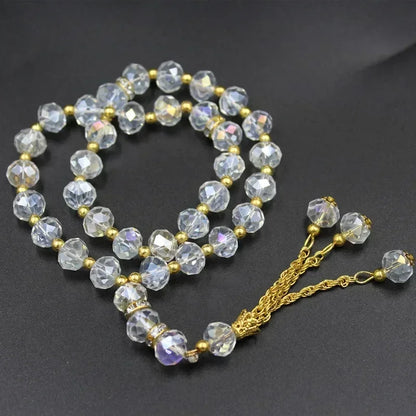 10mm 33pcs Glass Tassel Islamic Rosary Bracelet – Turkish Muslim Tasbih Prayer Beads Jewelry for Women Allah Mohammed Spiritual Gift