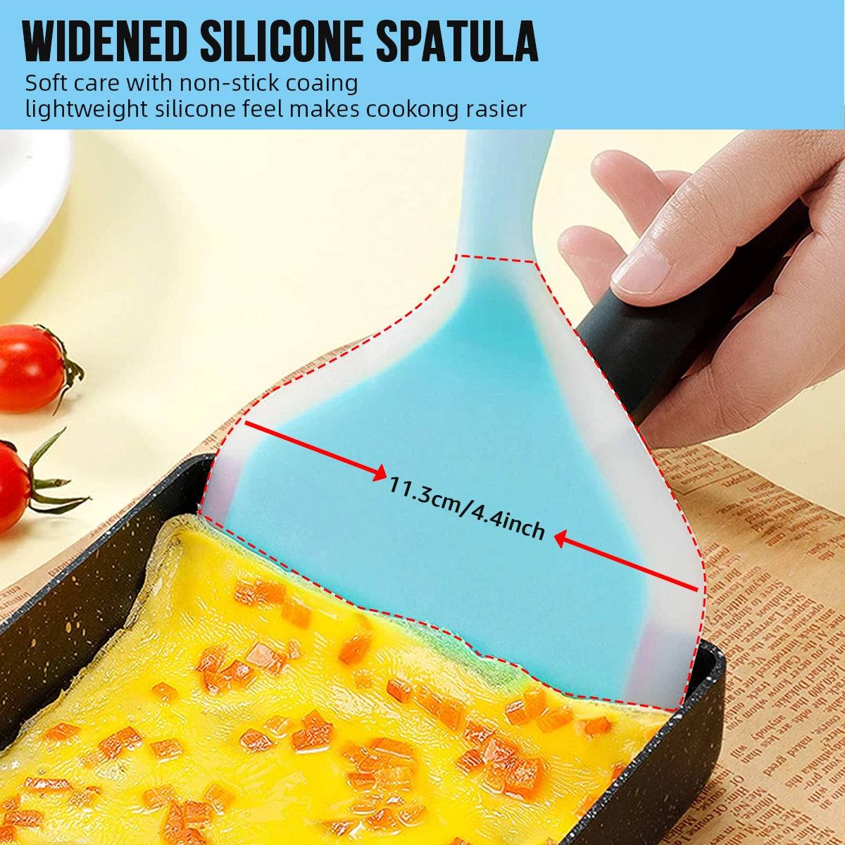 Silicone Spatula Cooking Utensil - Versatile Kitchen Scraper for Beef, Meat, Eggs, and Pizza, Non-Stick Shovel (Random Color)