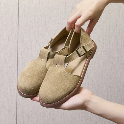 AIYUQI Women’s Retro Leather Sandals 2024 — Flat Sole Hollow Roman Style Summer Shoes
