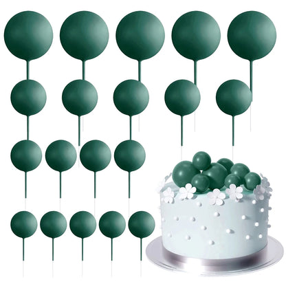 20Pcs Colorful Cake Topper Balls – Gold, Silver & Pastel DIY Cake Decorations for Birthday, Wedding & Party Supplies