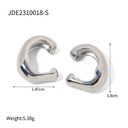 18K Gold Plated Punk Hip Hop Irregular Ear Clip – Waterproof Trendy Stainless Steel Jewelry