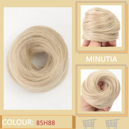 Allaosify Synthetic Bun – Straight Hair Circle with Elastic Rope, Natural Dark & Light Hair Color, Hair Accessories for Women