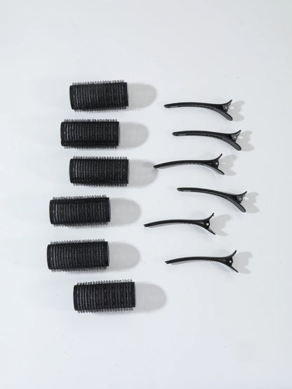 12pcs Air Bar Curling Iron Tube Set – Self-Adhesive Hair Rollers & Bangs Clips for Styling Real Hair & Wigs