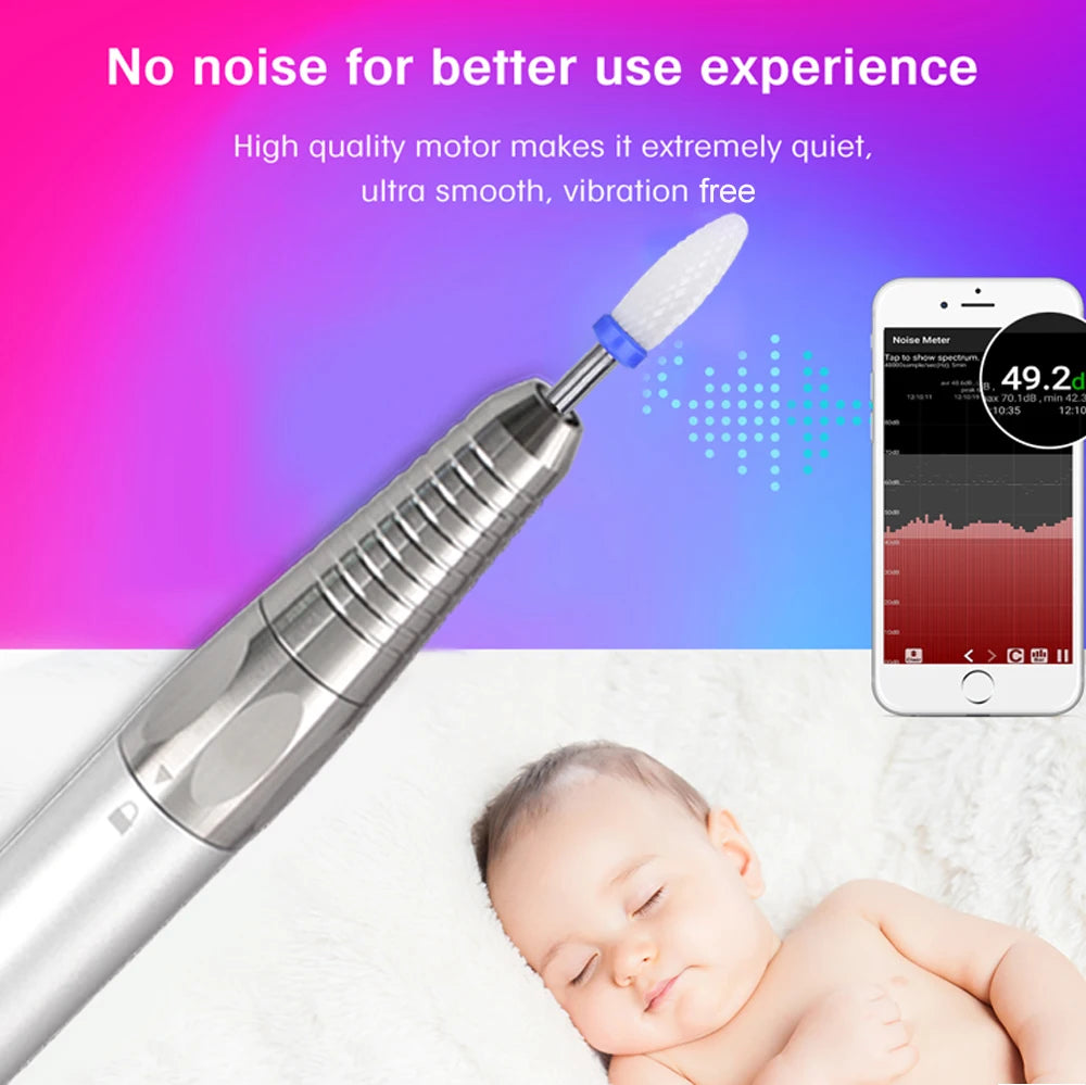 Professional Electric Nail Drill – 35000RPM Rechargeable Nail File for Gel Nails, Low Noise Sander, Nail Accessories