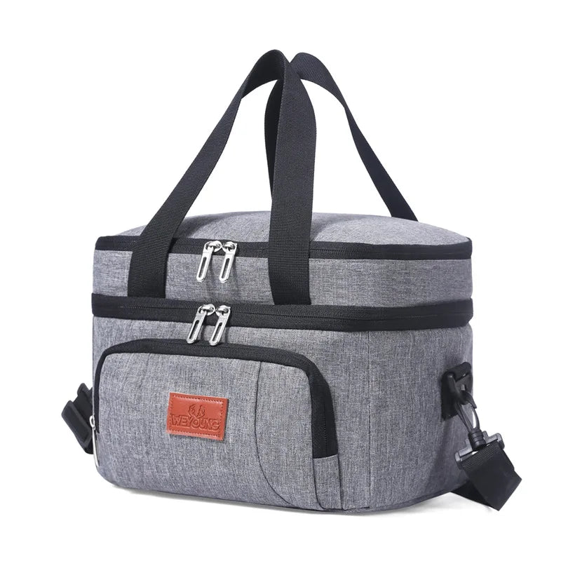 Multifunctional Double Layer Cooler Lunch Bag – Large Capacity Tote with Shoulder Strap for Travel, Picnic & Daily Use