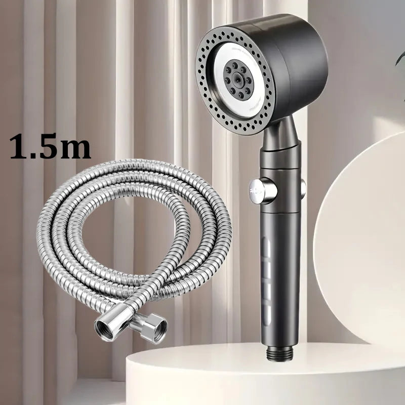 High Pressure Water Saving Shower Head - 5 Mode Handheld Bathroom Filter Spray with One Button Stop Function