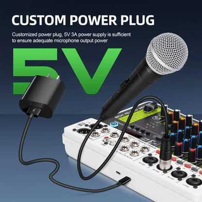 Debra V8 8-Channel Audio Mixer – Bluetooth & USB Mixer with 48V Phantom Power, Delay/Repeat Effects for PC Recording & Sound Console
