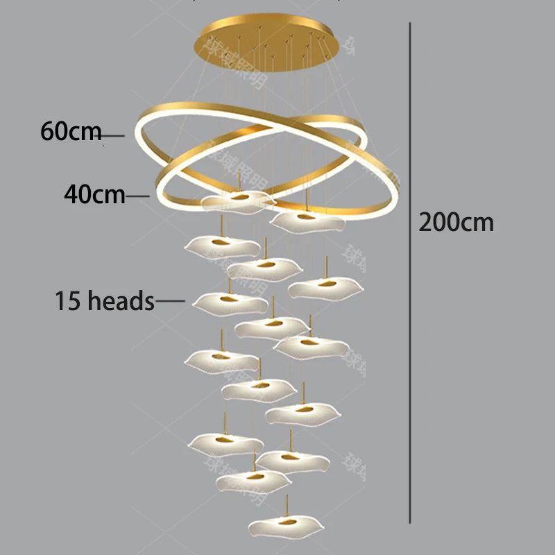 Nordic Stair Chandelier Pendant Light – Modern Ceiling Lighting for Living Room, Bedroom & Dining Room Home Interior Decoration Fixture
