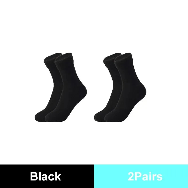 Winter Thermal Wool Socks for Women – Thick Cashmere Velvet Seamless Snow Socks, Black Unisex Warm Socks
