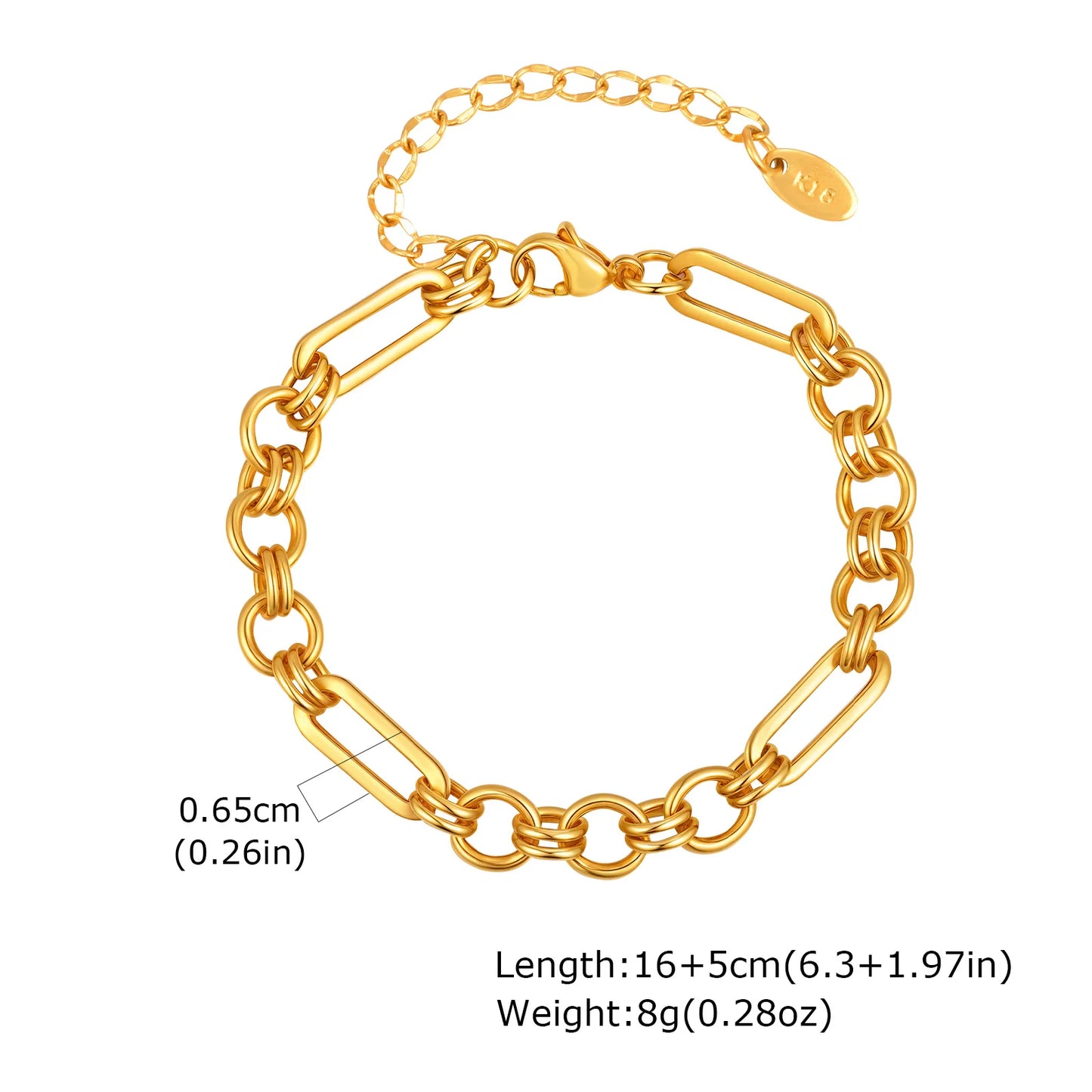 Women’s Chunky Gold Toggle Chain Bracelet – Stainless Steel OT Buckle Link Bracelet, Tarnish-Free Bold Fashion Jewelry