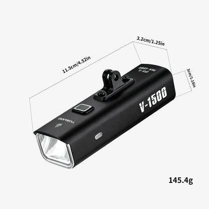 TOSUOD 1500-Lumen Bicycle Front Light - 4800mAh USB Rechargeable Splash-Resistant Cycling Lamp