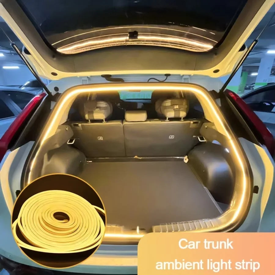 5M Flexible LED Ambient Light Strip – DC12V Silicone Interior Car Decorative Lamp for Tesla Model 3/Y/S Trunk & Frunk DIY Lighting
