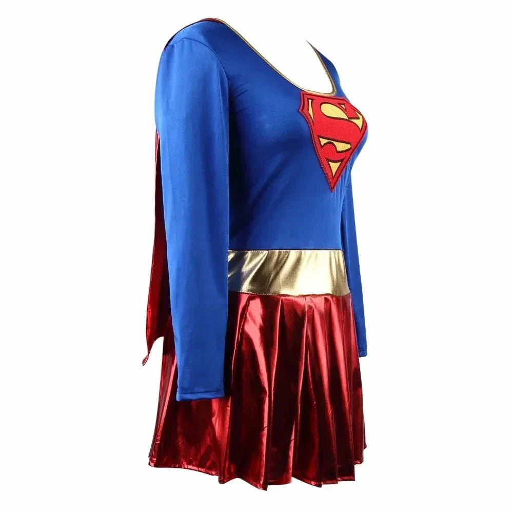 Women’s Supergirl Superhero Costume – Fancy Dress Outfit for Party & Halloween
