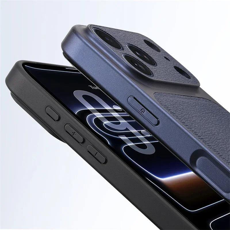 Personalized Initial Leather iPhone Case - Luxury Gold & Silver Monogram Cover with Lens Protection for iPhone 13–17 Series
