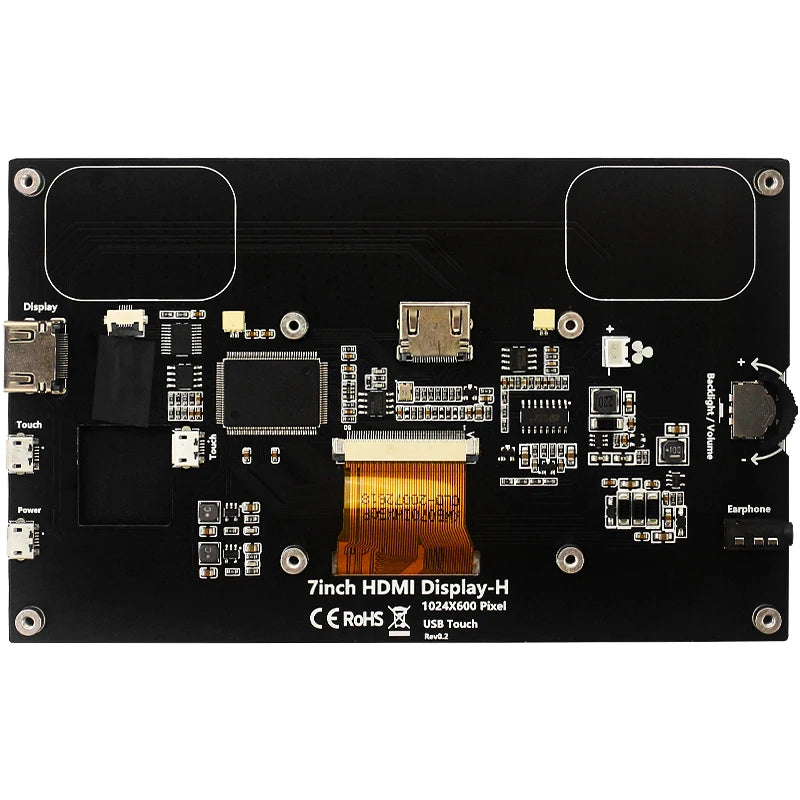7 Inch Portable IPS Touch Screen Display – 1024x600 Monitor with Optional Speakers for Raspberry Pi 5/4B/3B+, Laptop, PC