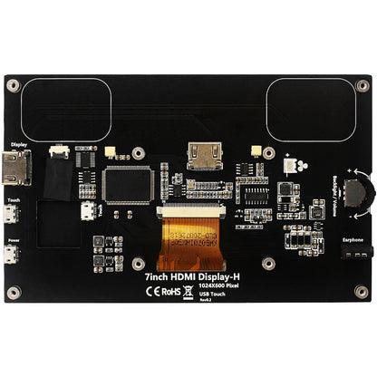 7 Inch Portable IPS Touch Screen Display – 1024x600 Monitor with Optional Speakers for Raspberry Pi 5/4B/3B+, Laptop, PC