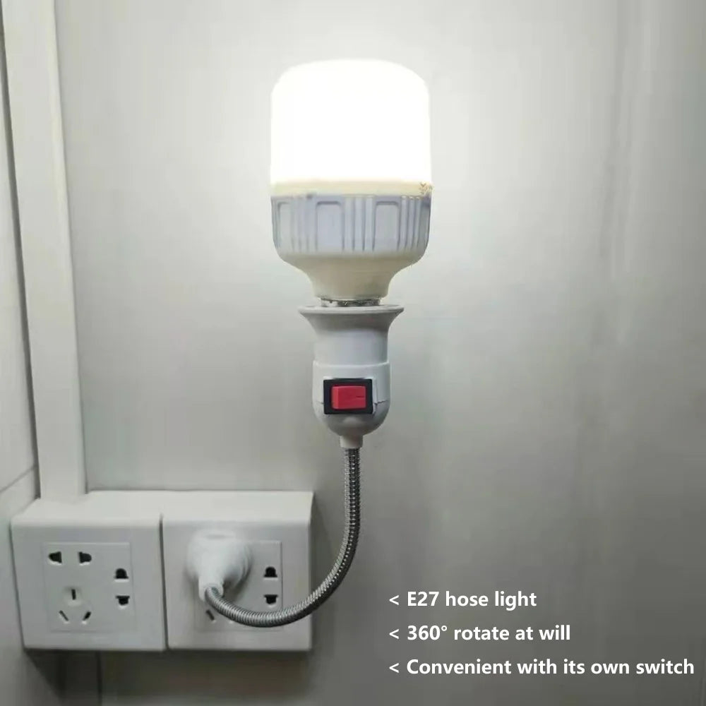 Convenient Lighting Solution: Direct Plug Swivel Lamp Head with E27 Large Screw Lamp Holder - Universal Hose Type with Switch for Versatile Use