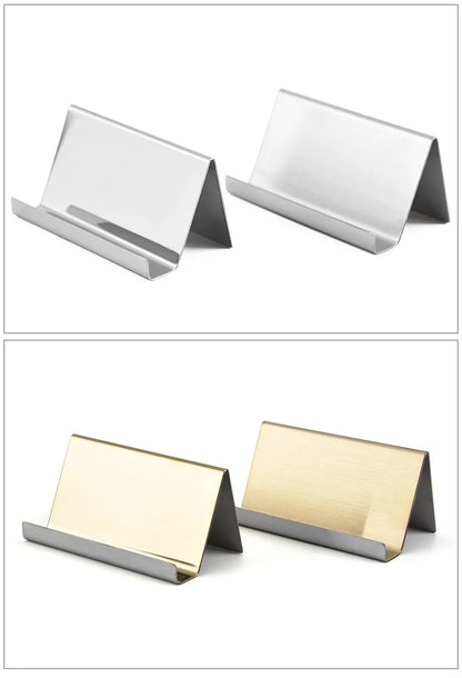 Metal Business Card Name Tag Display Rack – Desktop Organizer & Cellphone Holder for Conference Room