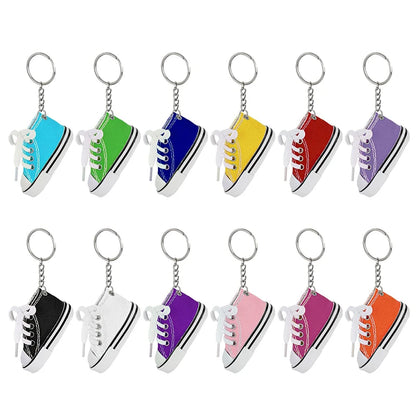 12-Piece Mini Shoe Keychains – Cloth Material Shoe Key Rings Set