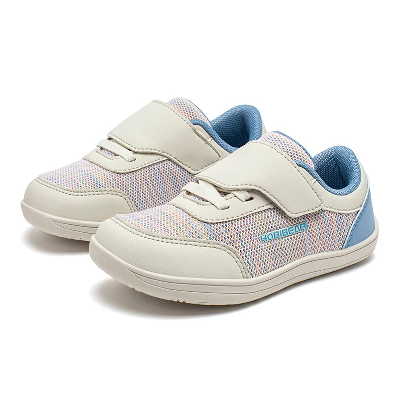 HOBIBEAR Kids Wide Toe Barefoot Shoes – Minimalist Hook & Loop Casual Sneakers, Breathable Zero Drop Shoes