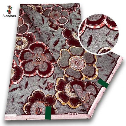 100% Cotton African Wax Print Fabric - Soft Golden Ankara Pagne for Nigerian Fashion & Traditional Wear