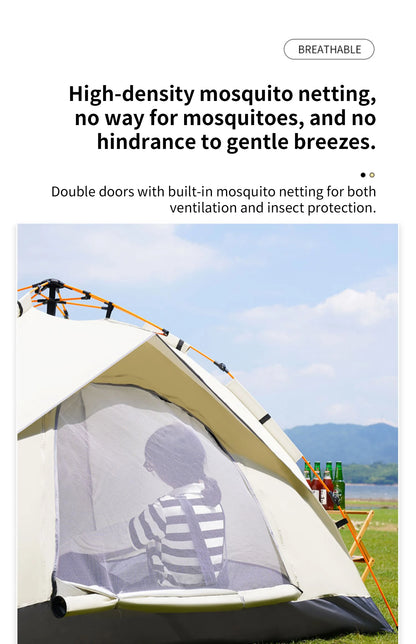 Outdoor Folding Tent – Fully Automatic Quick Opening, 3-4 Person Self-Driving Camping Tent, Rain & Sun Proof, Portable