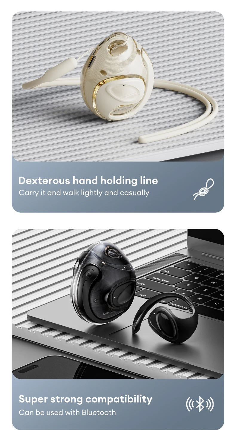 Lenovo X15 PRO Ⅱ OWS Bluetooth 5.4 Earphones – Sport Earbuds with Ear Hook, HD HiFi Surround Sound Headphones