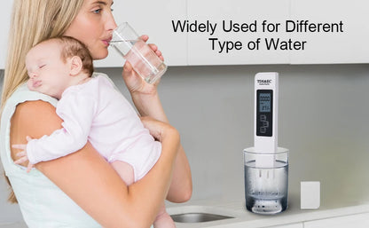 White Digital Water Quality Tester - TDS EC Meter, Multifunctional Water Purity & Temperature TEMP PPM Tester (0-9990 Range)