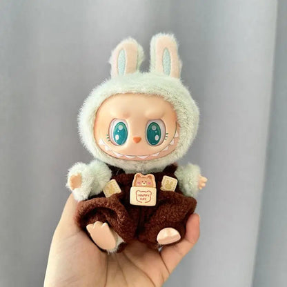 17cm Labubu Doll Clothes — Mini Outfit Accessories for K-Pop EXO I & II Dolls | Sitting Party Overalls Gift