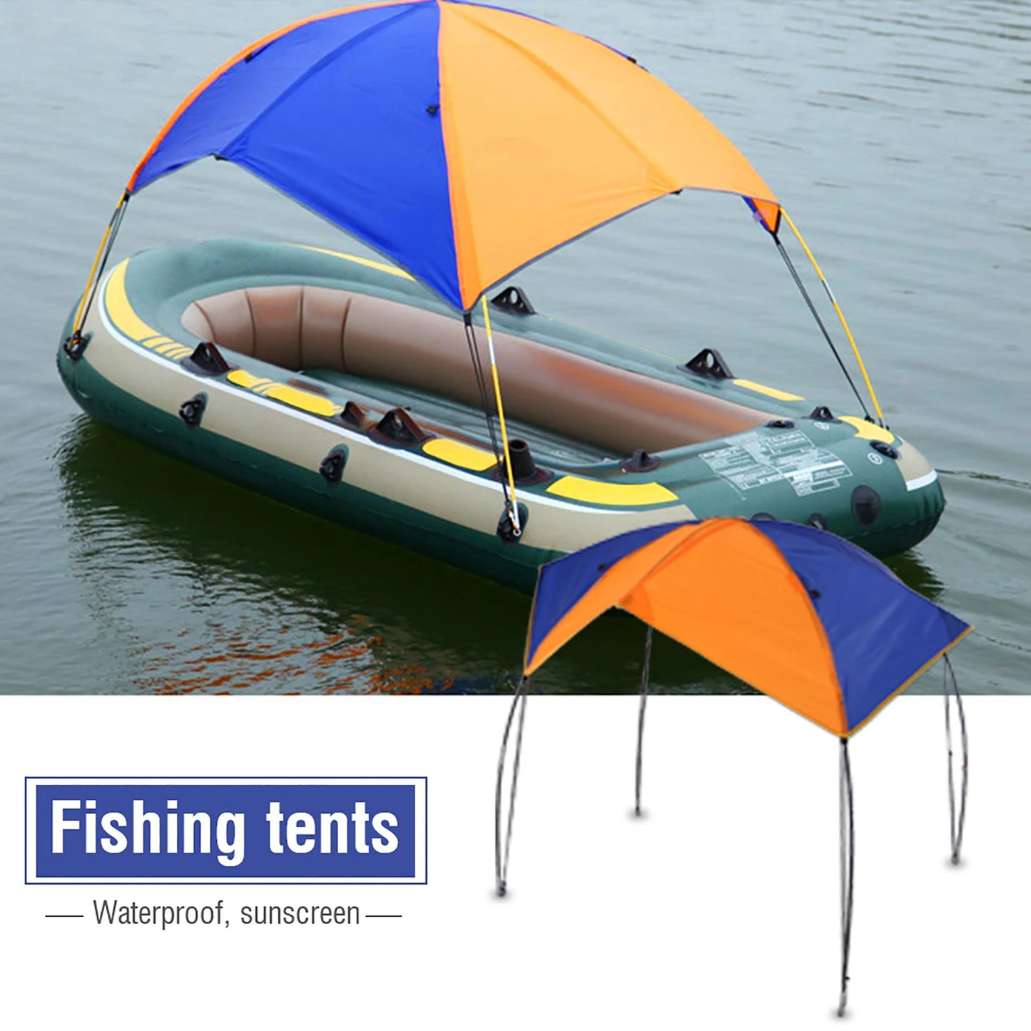 4-Person Boat Sun Shelter – Waterproof UV Protection Canopy for Kayak, Canoe & Inflatable Boat