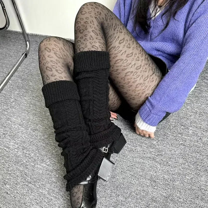 Vintage Gothic Sheer Pantyhose – Sexy Black Leopard Print Transparent Tights for Women