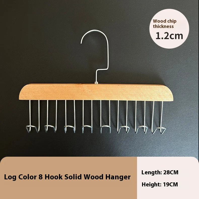 Solid Wood Clothes Drying Rack – 8-Hook Multi-Purpose Hanger for Clothes & Pants, Portable Home Organizer