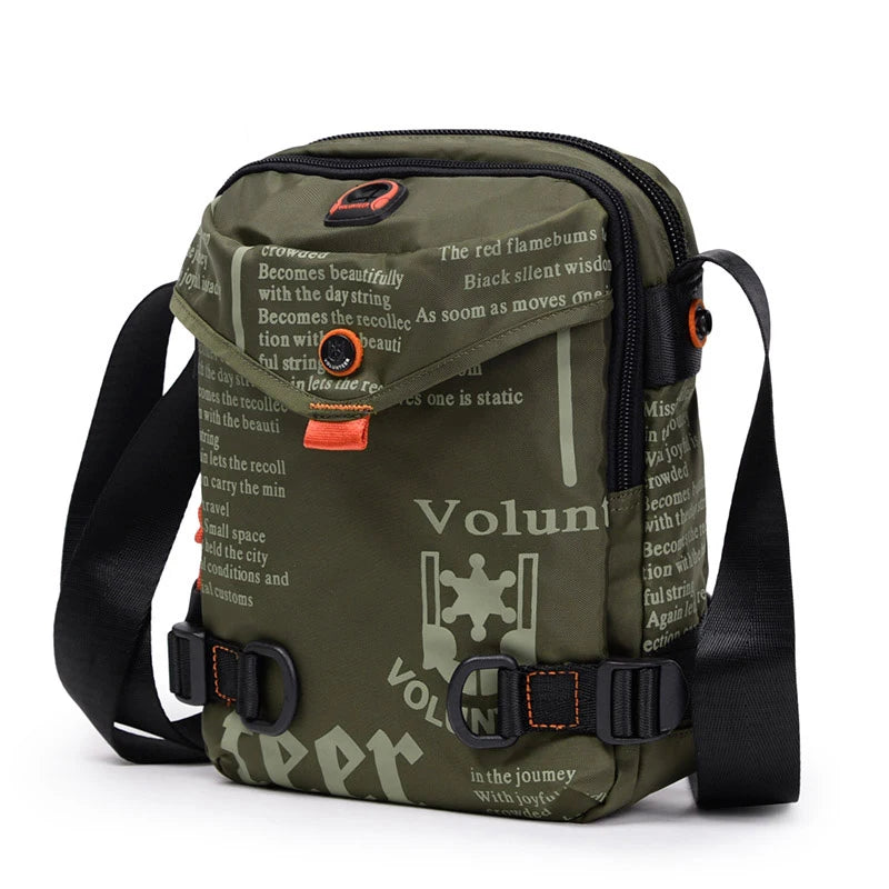 VOLUNTEER Men’s Crossbody Bag 1518-29A - Large Capacity Multi-Pocket Oxford Shoulder Bag for Hiking & Casual Use