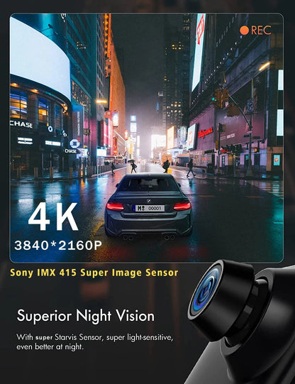 10'' 4K Mirror Dash Cam with GPS & WiFi – Dual Lens Car DVR, IPS Screen, Rearview Streaming Recorder