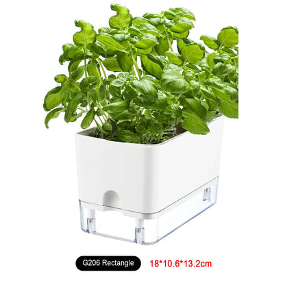Double-Deck Self-Watering Flower Pot - Magnetic Plastic Planter with Self-Absorbing Cotton Wick for Indoor Plants, Home, and Garden
