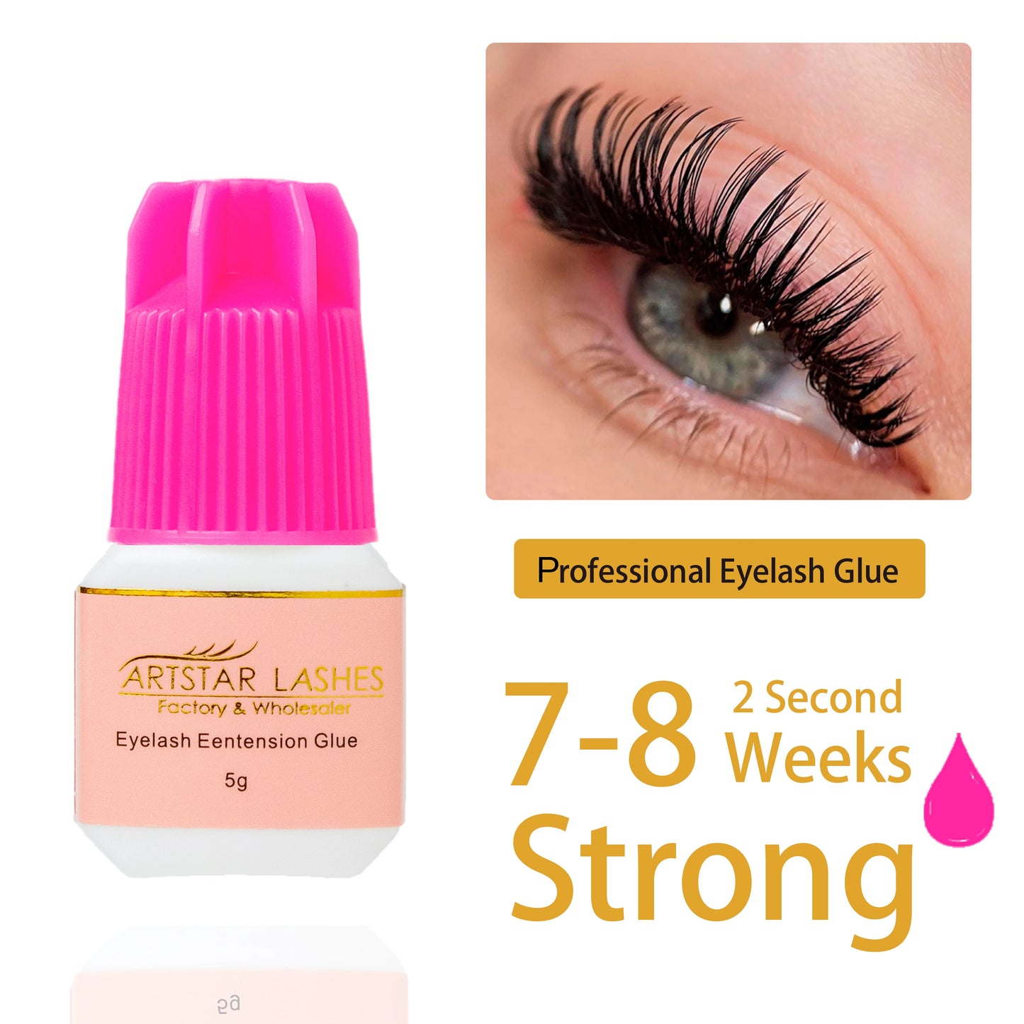 ARTSTAR 5ml Eyelash Extension Glue – Fast-Drying 0.5S/1S/2S Adhesive, Low-Odor, Long-Lasting Lash Glue