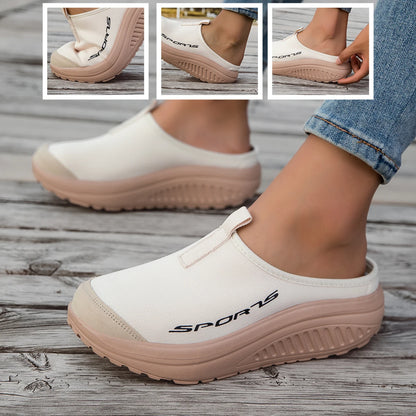 Women's Mesh Platform Mule Sneakers - Slip-On Backless Non-Slip Walking Shoes for Casual Outdoor Travel